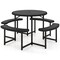 Patio Picnic Table Bench Set with 4 Seats and Umbrella Hole for Outdoor Dining